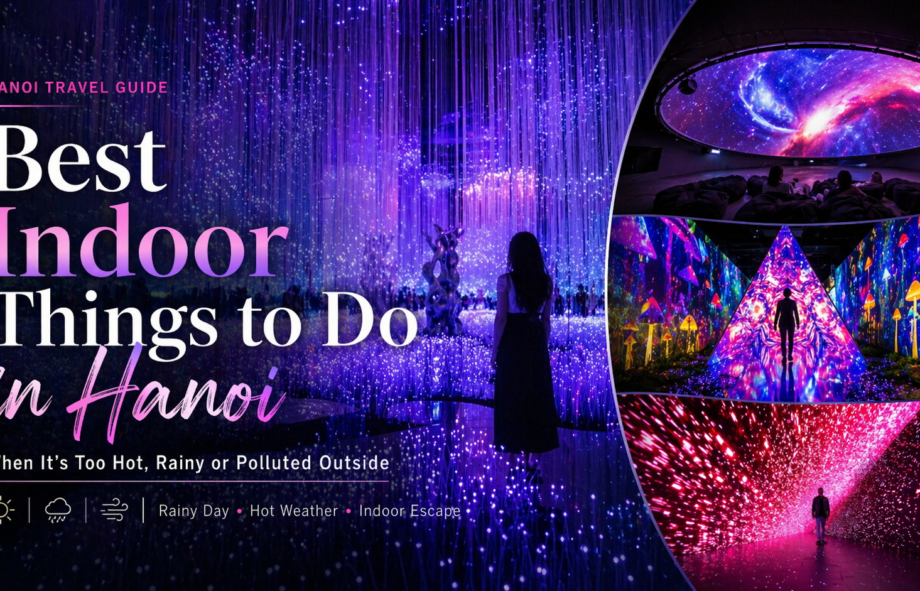 Abstract indoor Hanoi activity banner with immersive light effects.