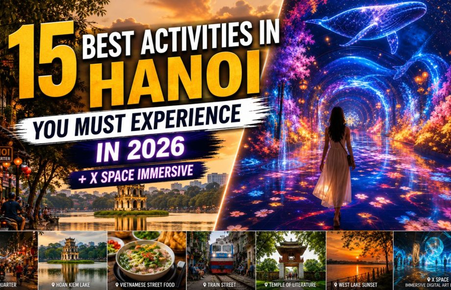 Best activities in Hanoi in 2026 featuring the Old Quarter, Hoan Kiem Lake, Vietnamese street food, cultural landmarks, and modern attractions for travelers