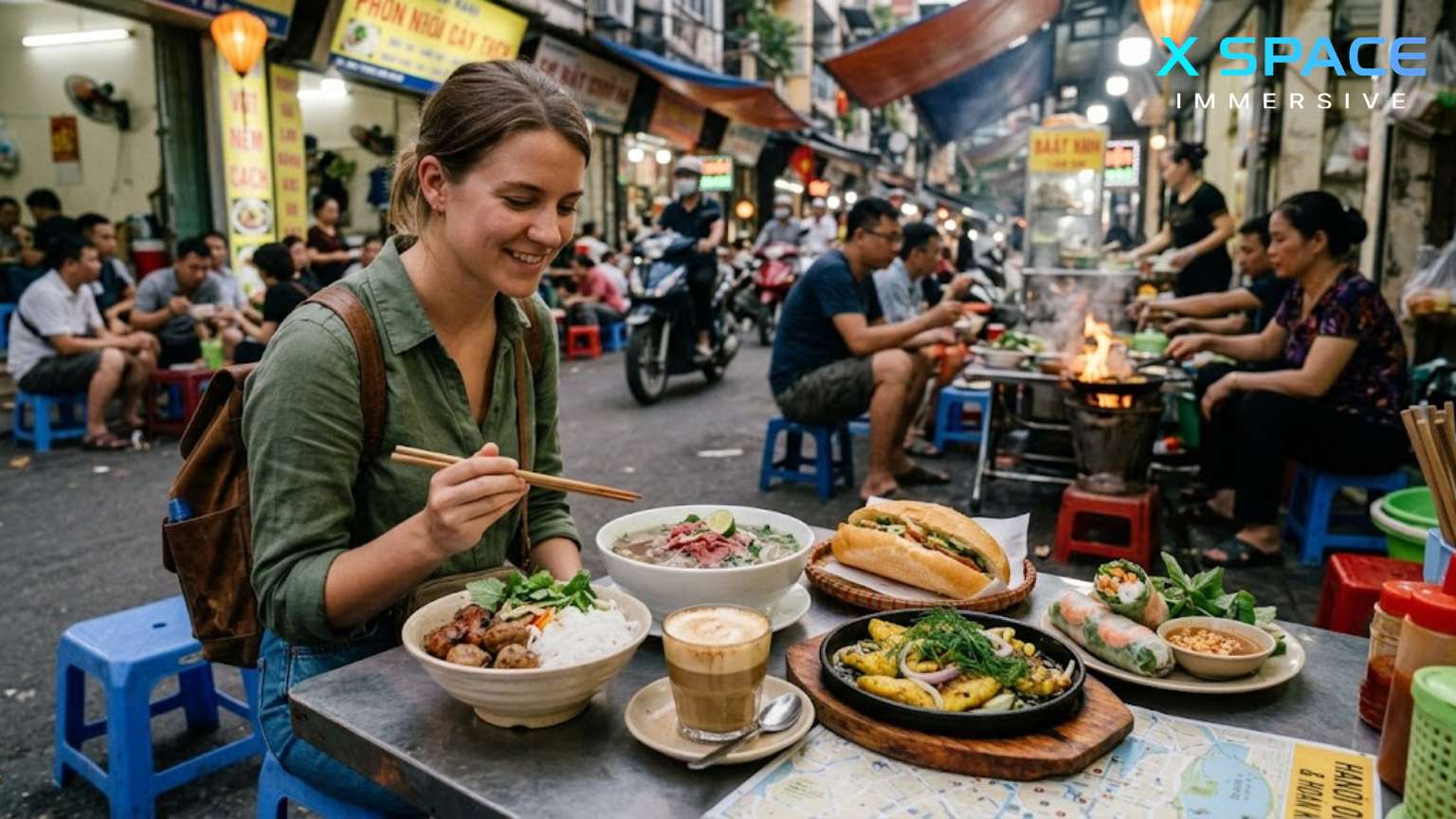 Traditional Hanoi food including Pho Bun Cha Egg Coffee and Banh Mi