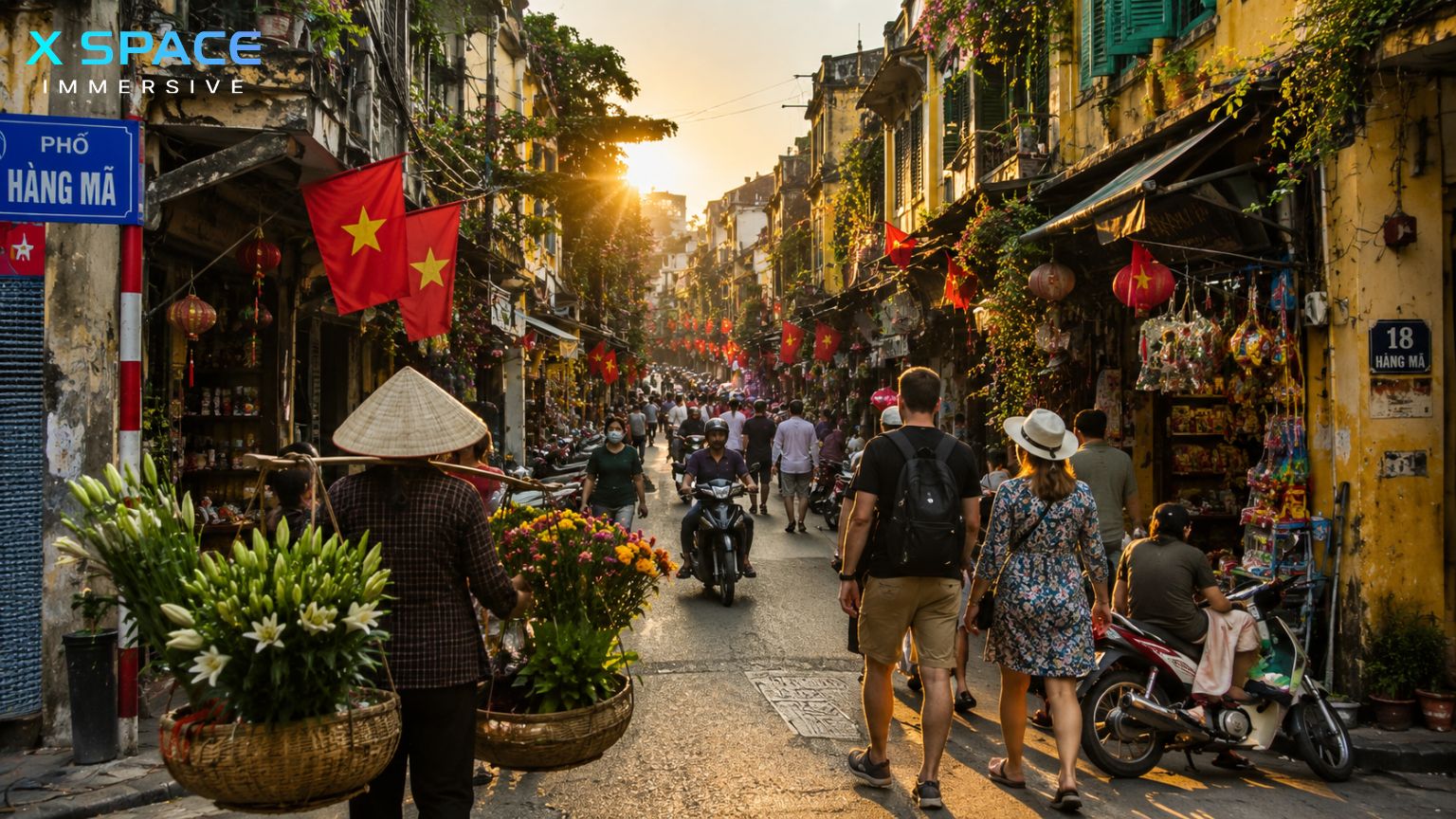 Hanoi Old Quarter with historic streets, local shops and vibrant street life
