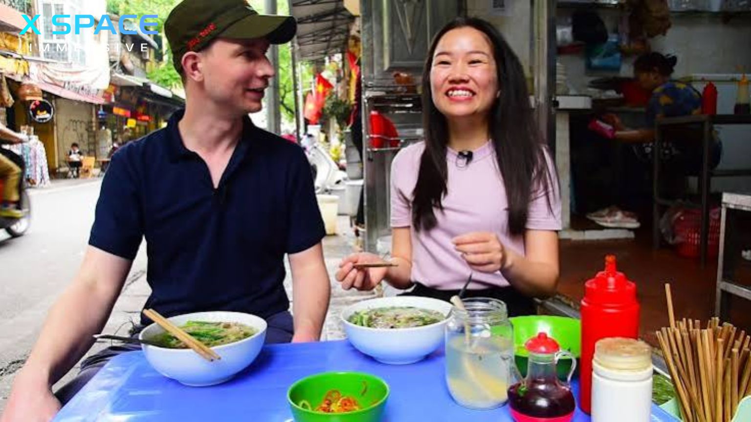 Traditional Hanoi street food including Pho Bun Cha Banh Mi and Egg Coffee