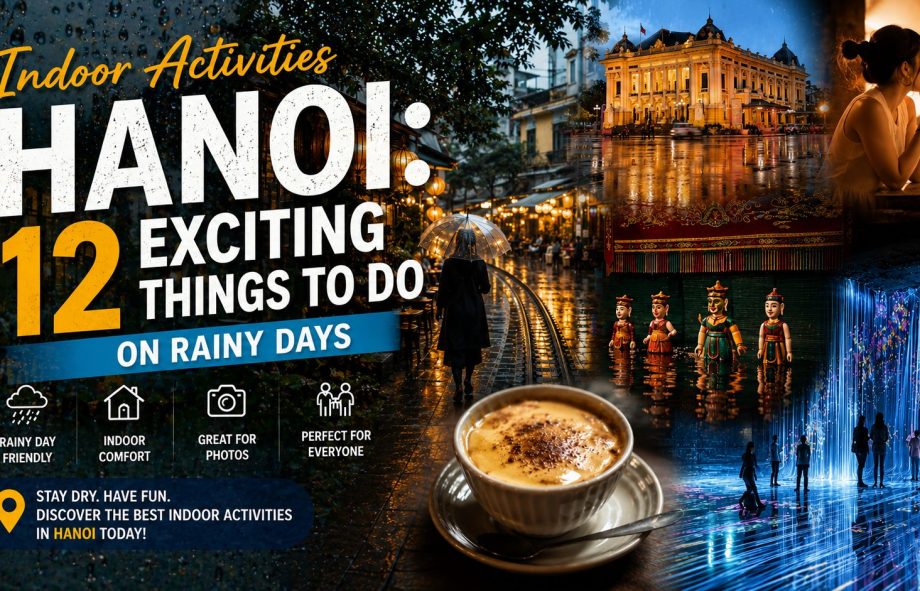 Indoor activities Hanoi guide featuring museums, cafes, cooking classes, spas, water puppet shows and immersive digital art experiences on rainy days.