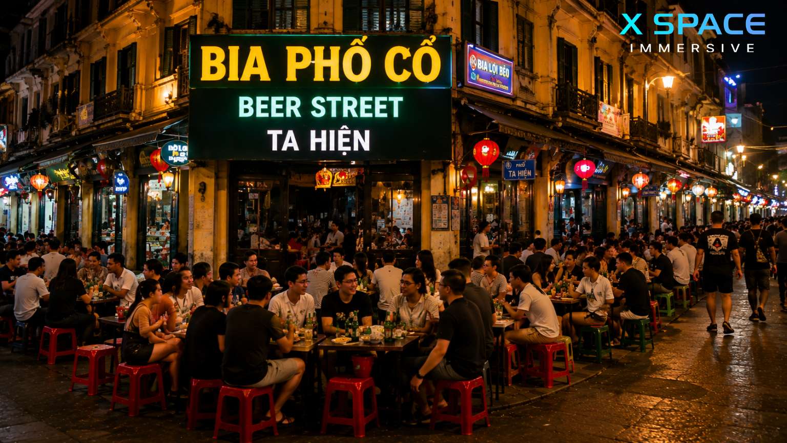 Ta Hien Beer Street in Hanoi with local beer, restaurants and nightlife