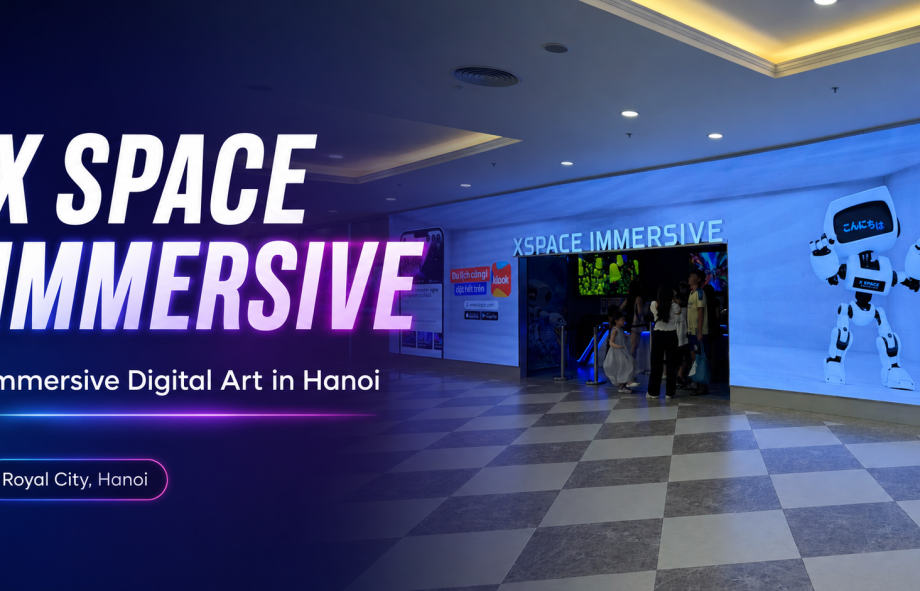 Entrance of X Space Immersive, an immersive digital art experience at Royal City Hanoi