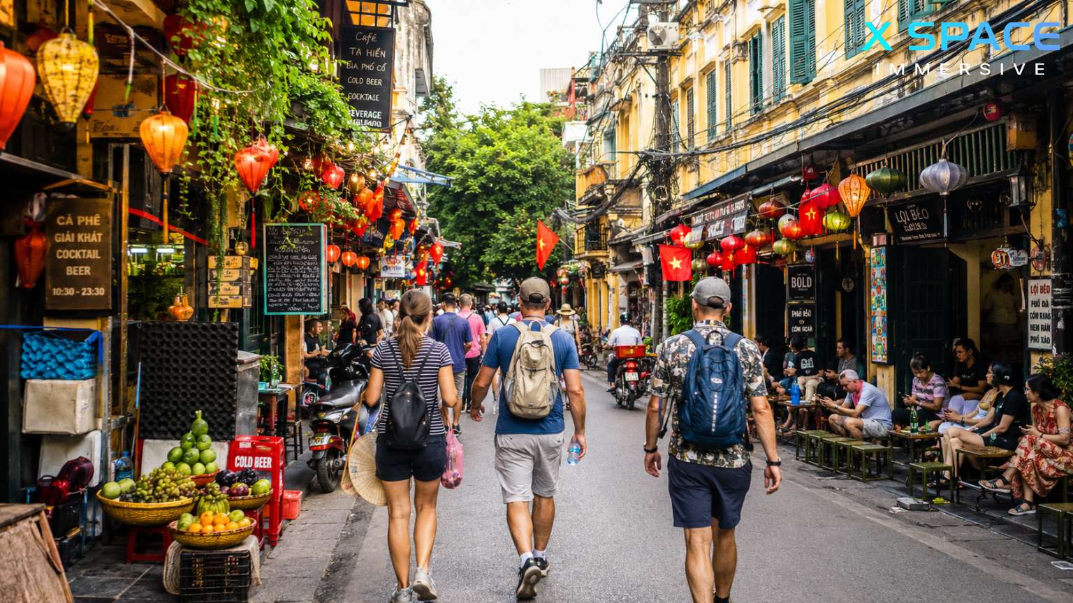 Visitors exploring Hanoi Old Quarter, one of the best fun things to do in Hanoi Vietnam
