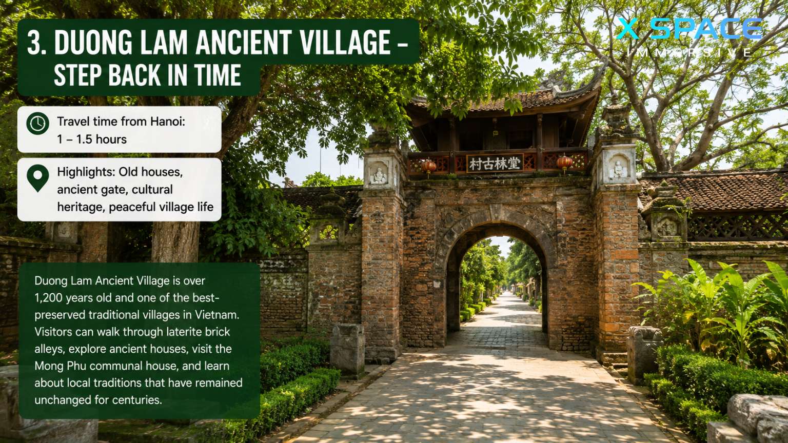 Duong Lam Ancient Village near Hanoi with historic gate, traditional houses and peaceful countryside