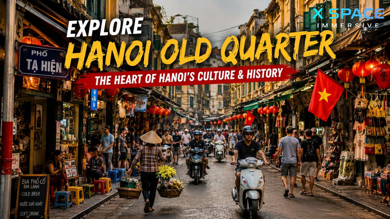 Explore Hanoi Old Quarter with historic streets, local markets and traditional architecture