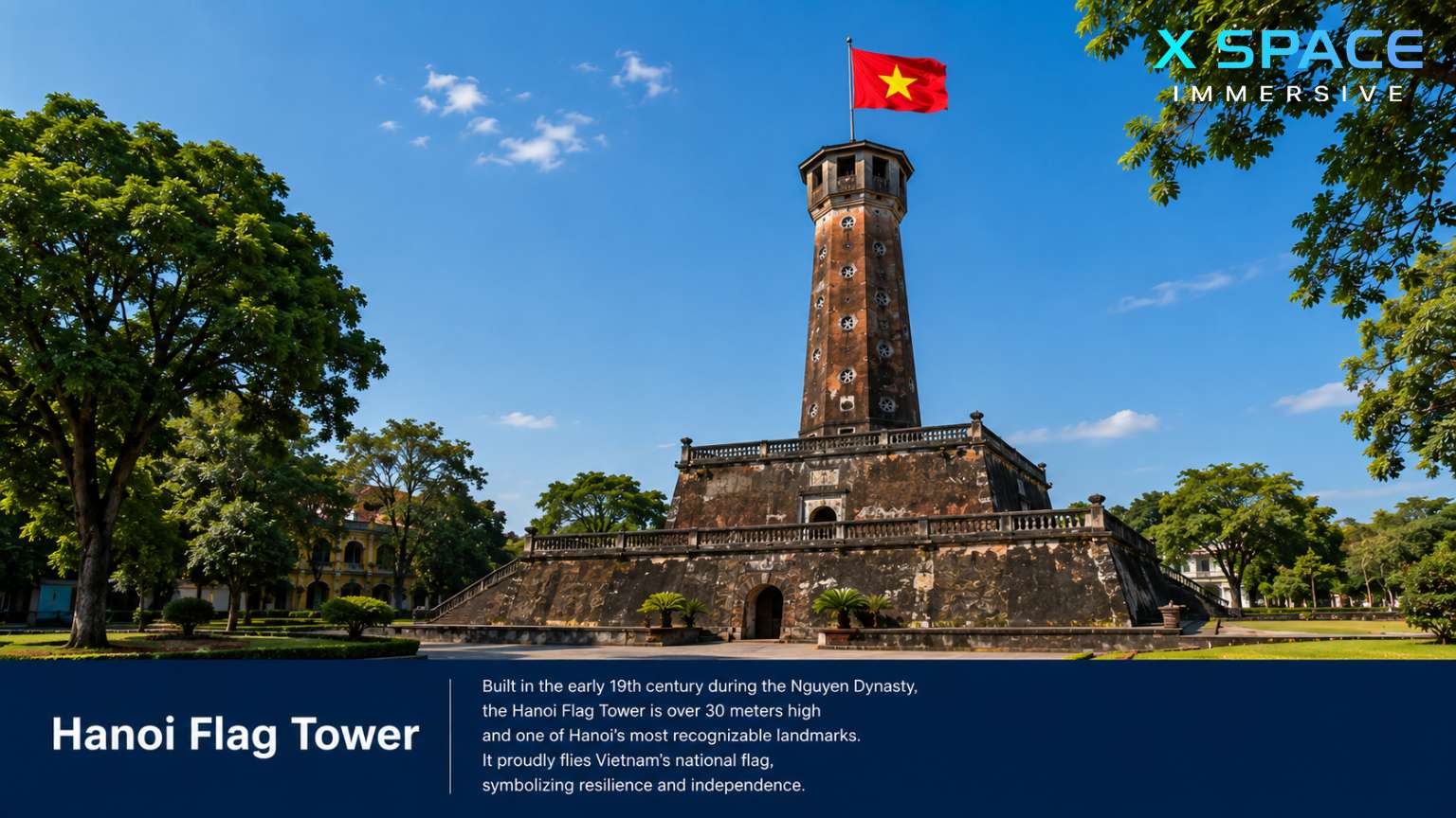 Hanoi Flag Tower located within the Imperial Citadel of Thang Long, one of Hanoi's most iconic landmarks