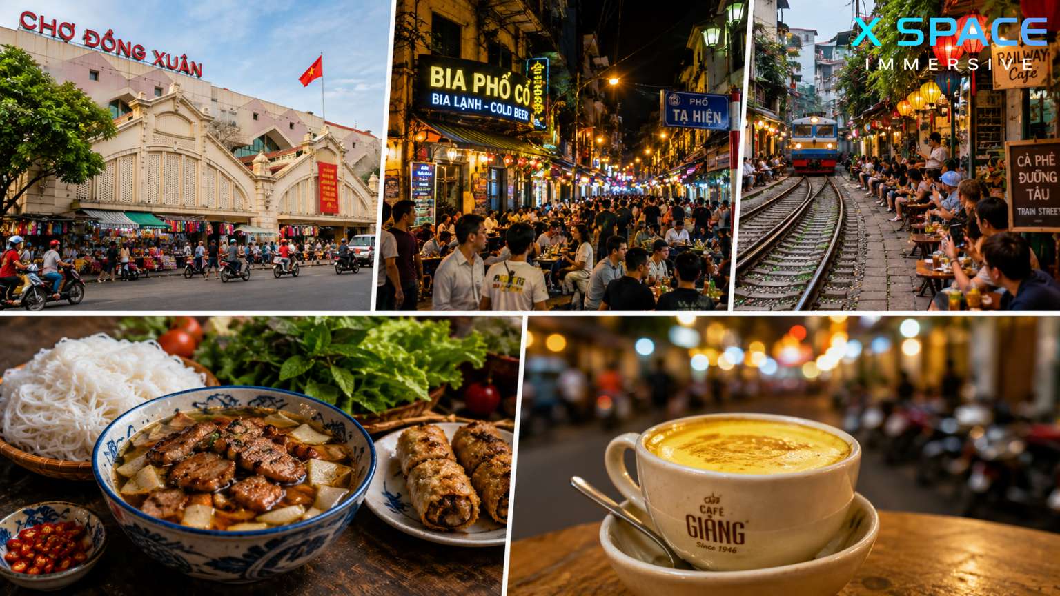 Experiencing Hanoi street food, Dong Xuan Market, Beer Street and Train Street
