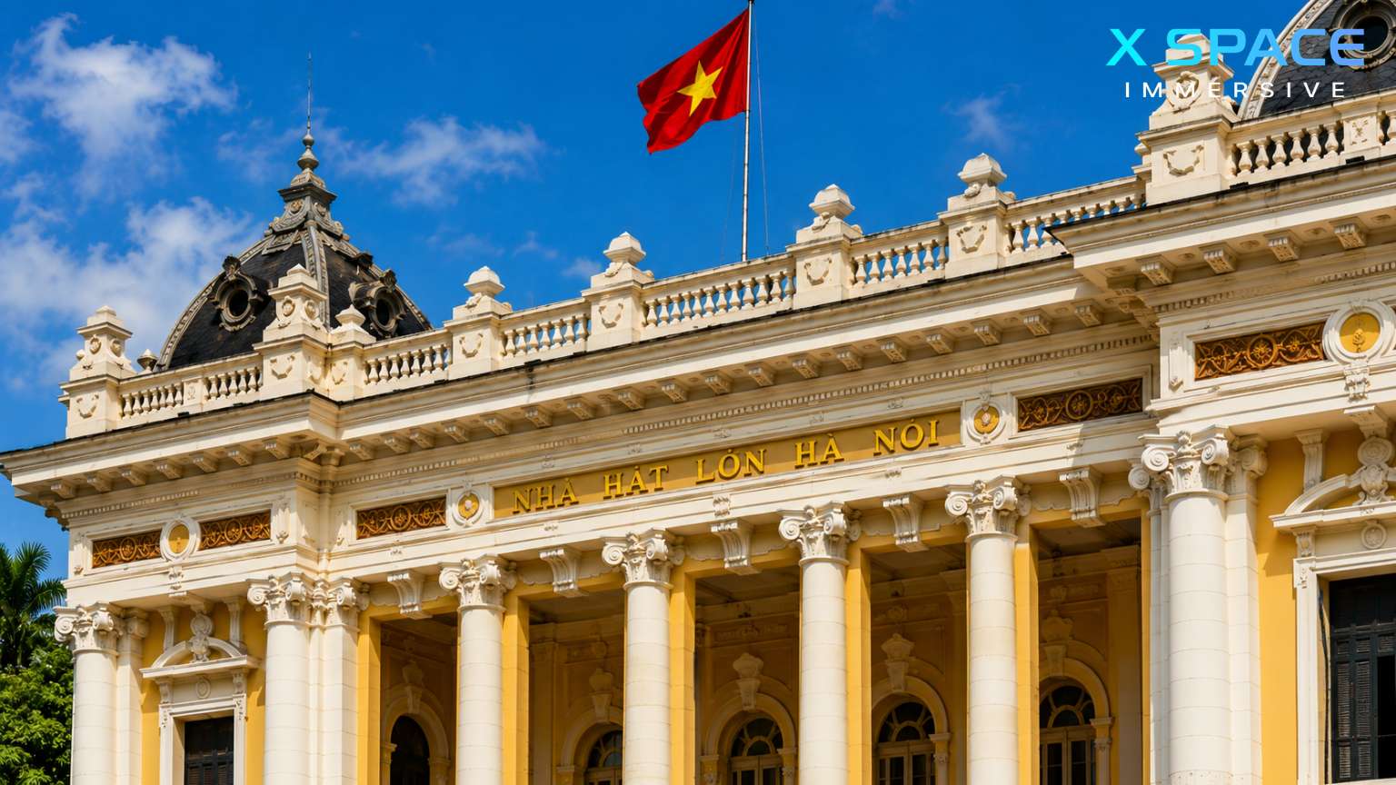 Front view of Hanoi Opera House, one of the most famous cultural landmarks in Hanoi