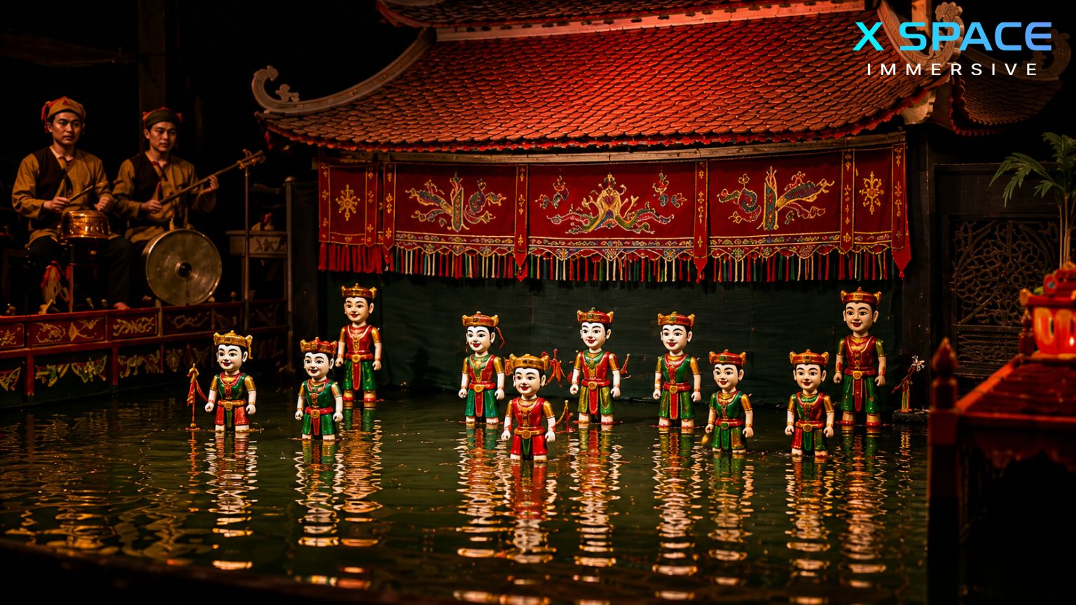 Traditional Vietnamese water puppet show in Hanoi – cultural performance in December