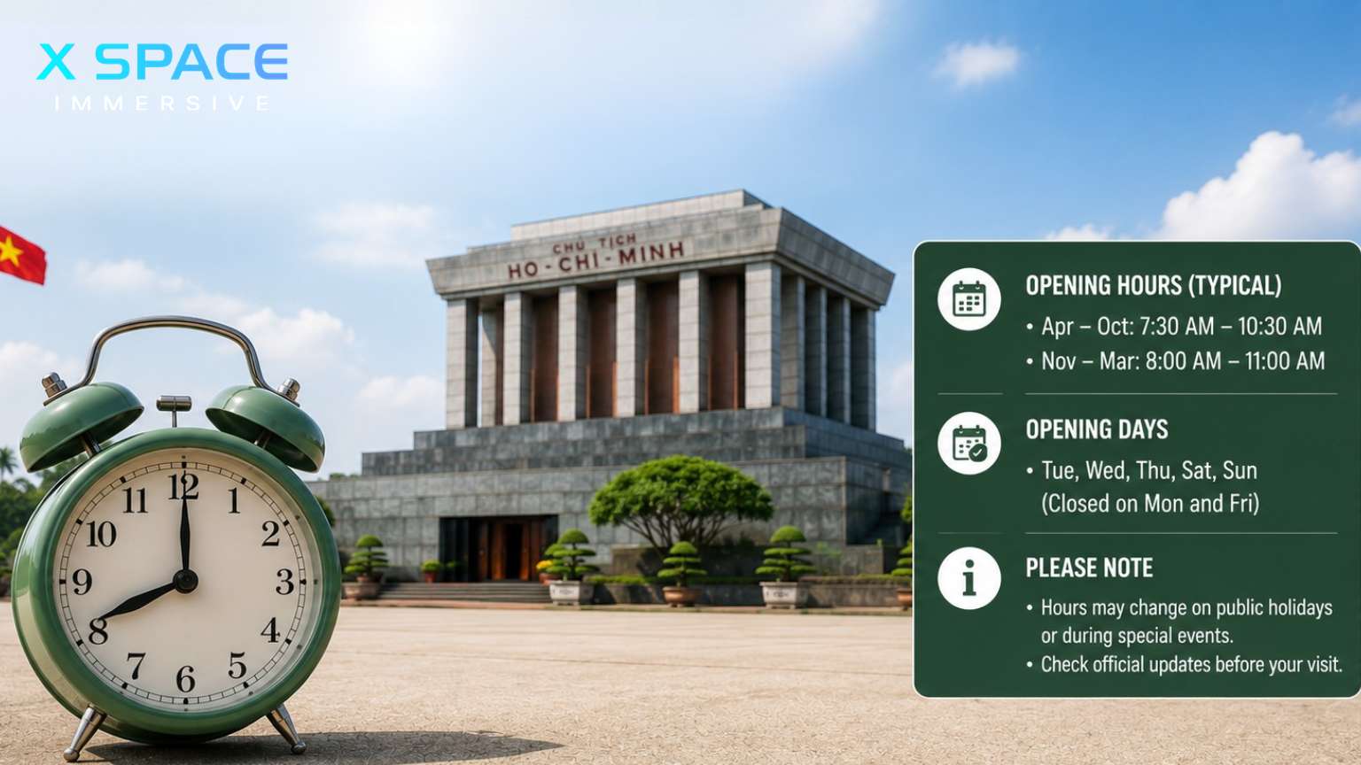 Ho Chi Minh Mausoleum opening hours and opening times visitor information