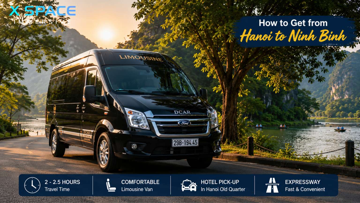 Limousine van from Hanoi to Ninh Binh – comfortable transportation for a day trip from Hanoi to Ninh Binh
