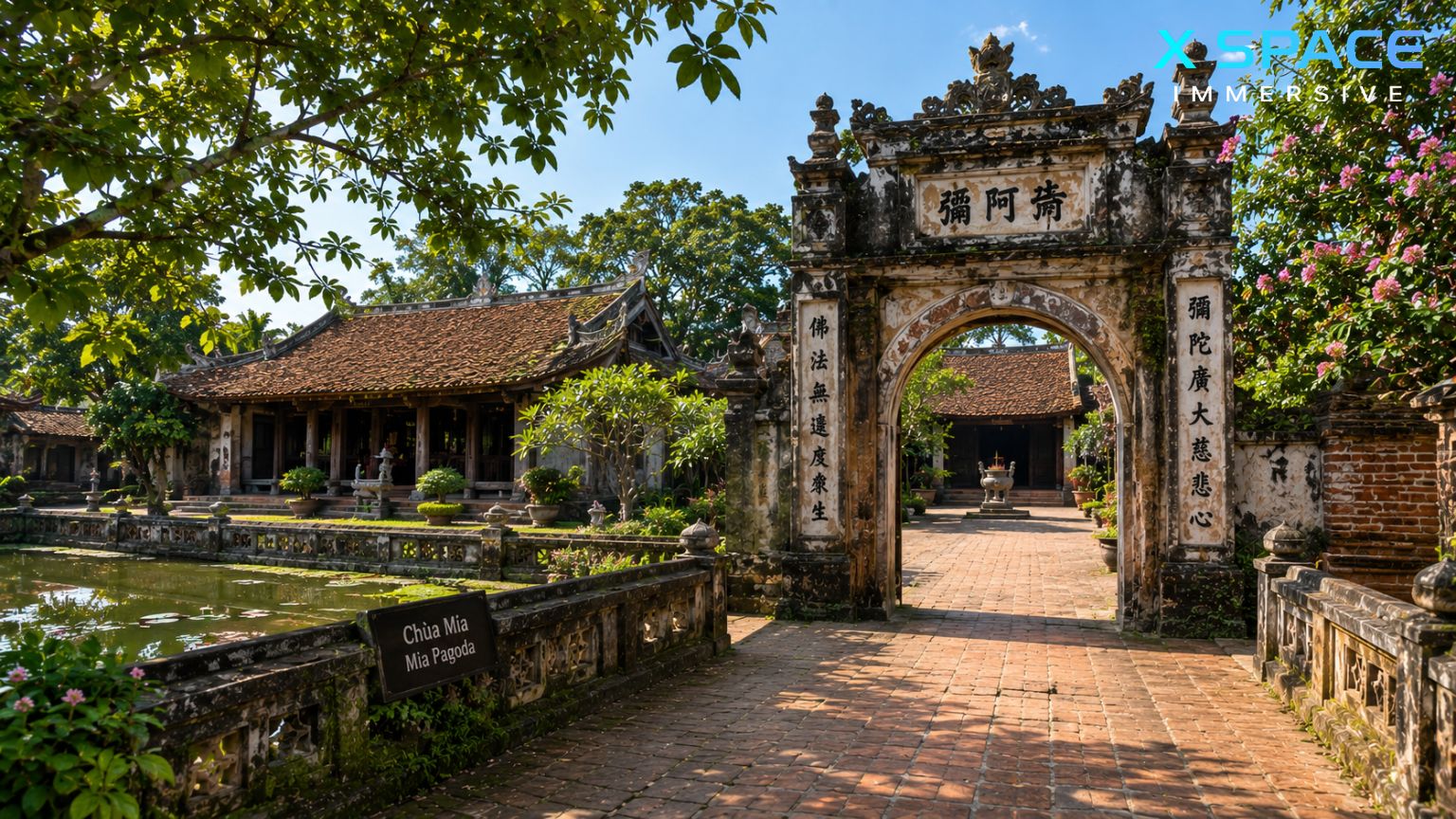 Mia Pagoda in Duong Lam Ancient Village featuring traditional Vietnamese architecture