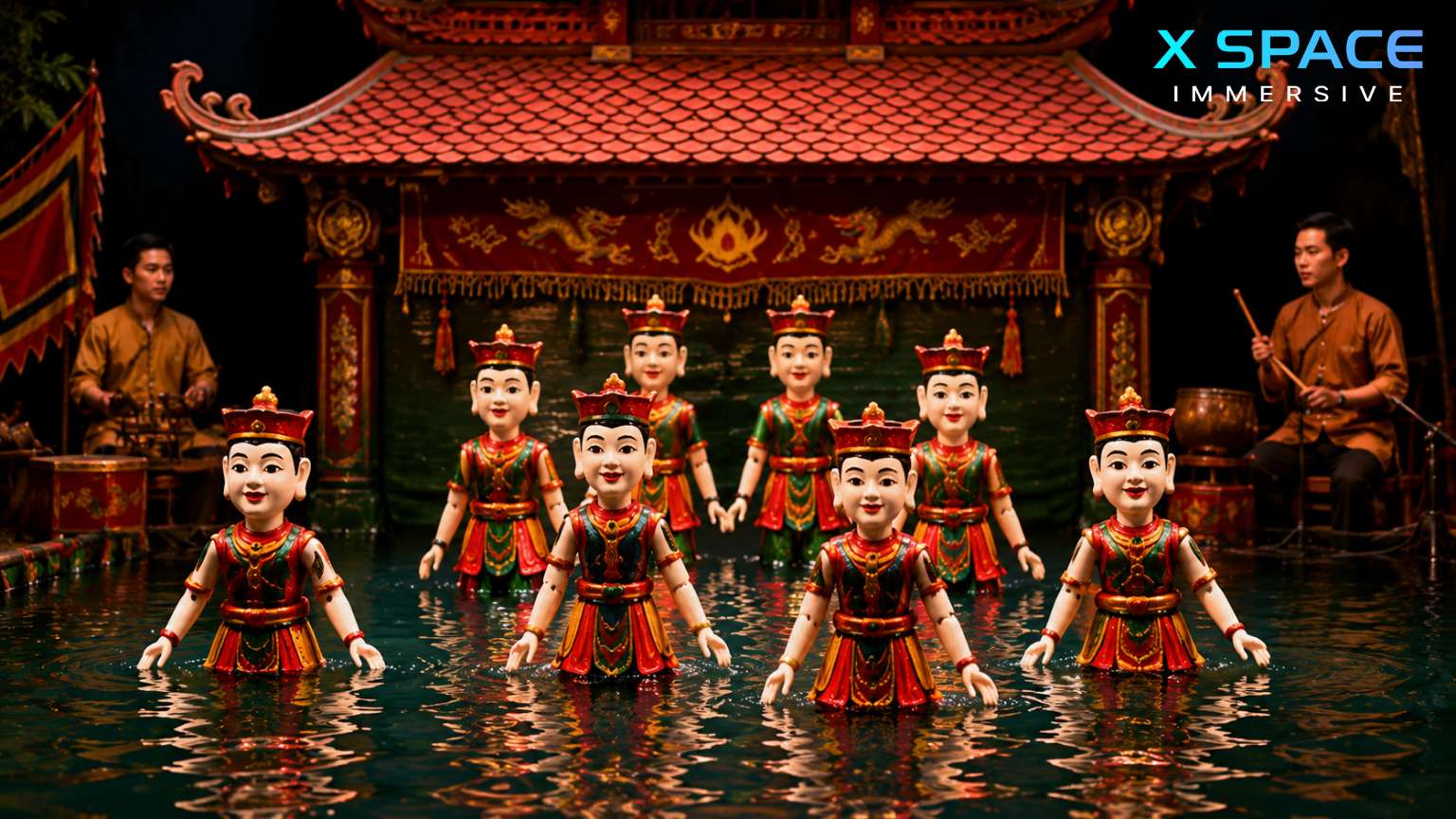 Traditional water puppet show in Hanoi, one of the best things to do in Hanoi with family