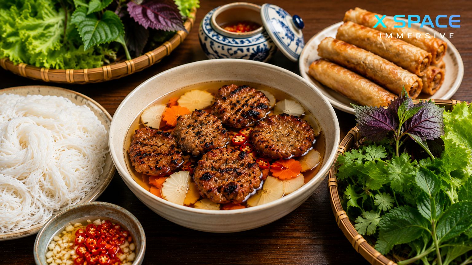 Best bun cha in Hanoi restaurant serving traditional Vietnamese grilled pork noodles