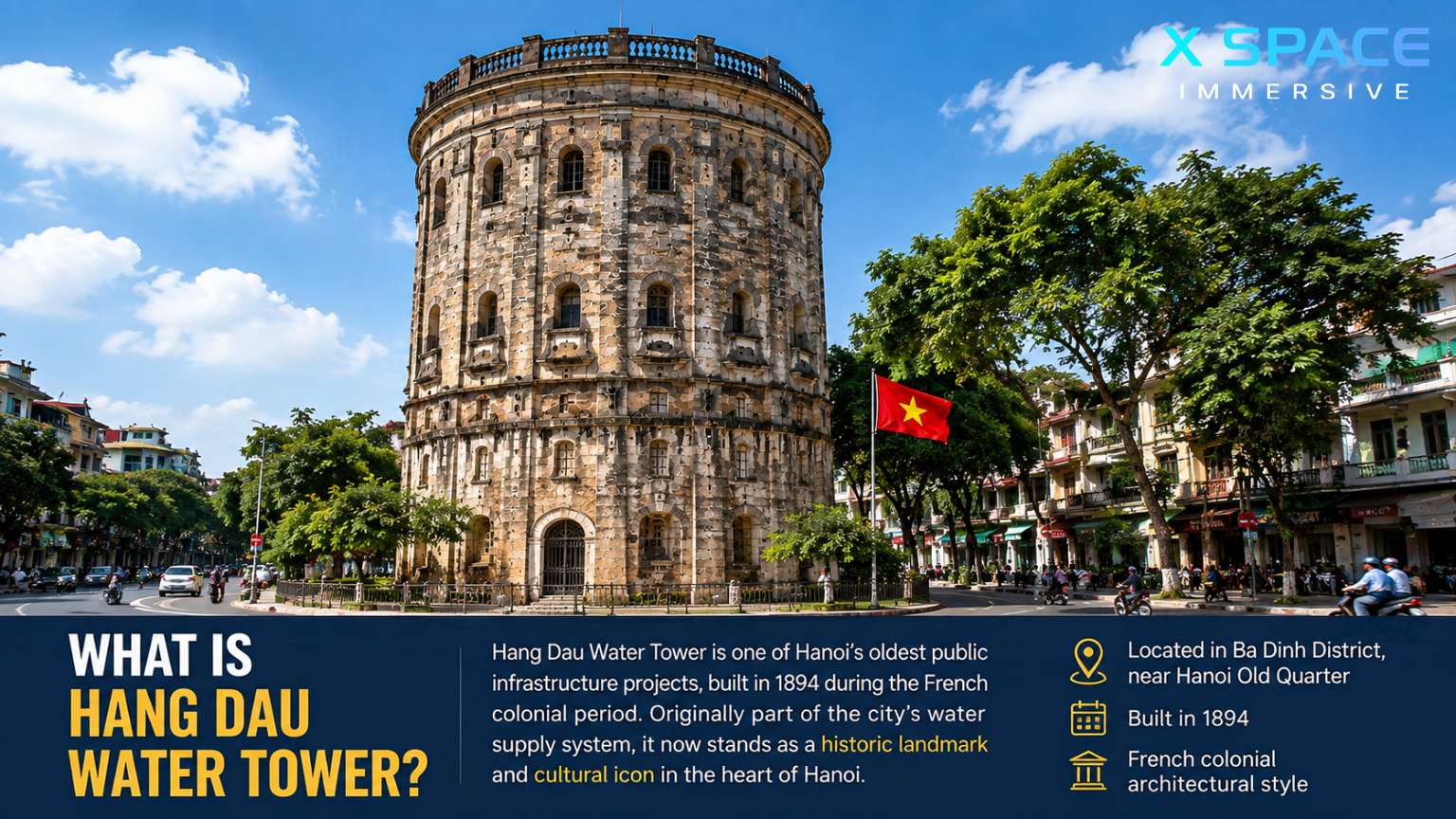 Hang Dau Water Tower, one of Hanoi's oldest historical landmarks in Ba Dinh District