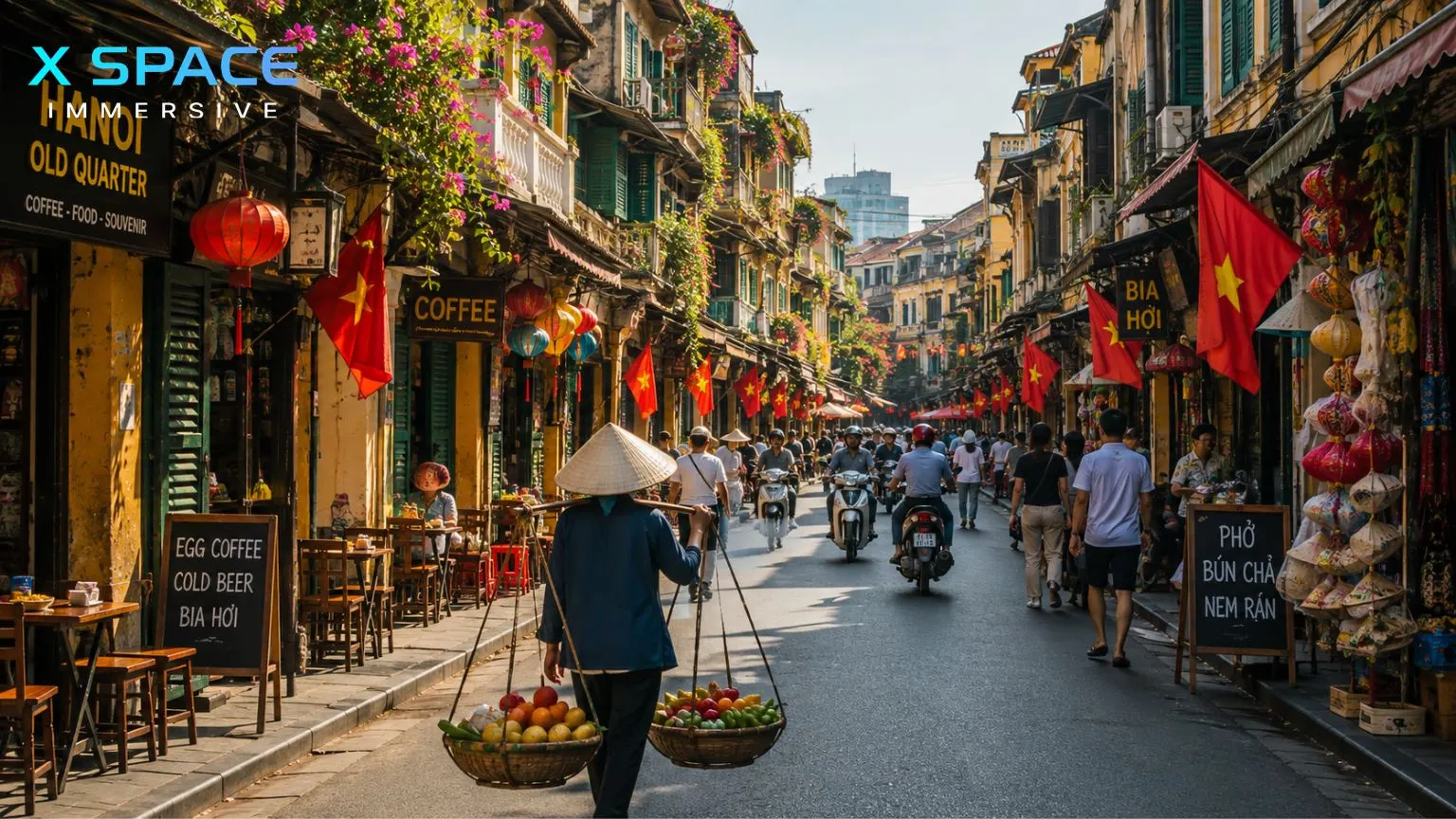 Hanoi Old Quarter street during 48 hours in Hanoi
