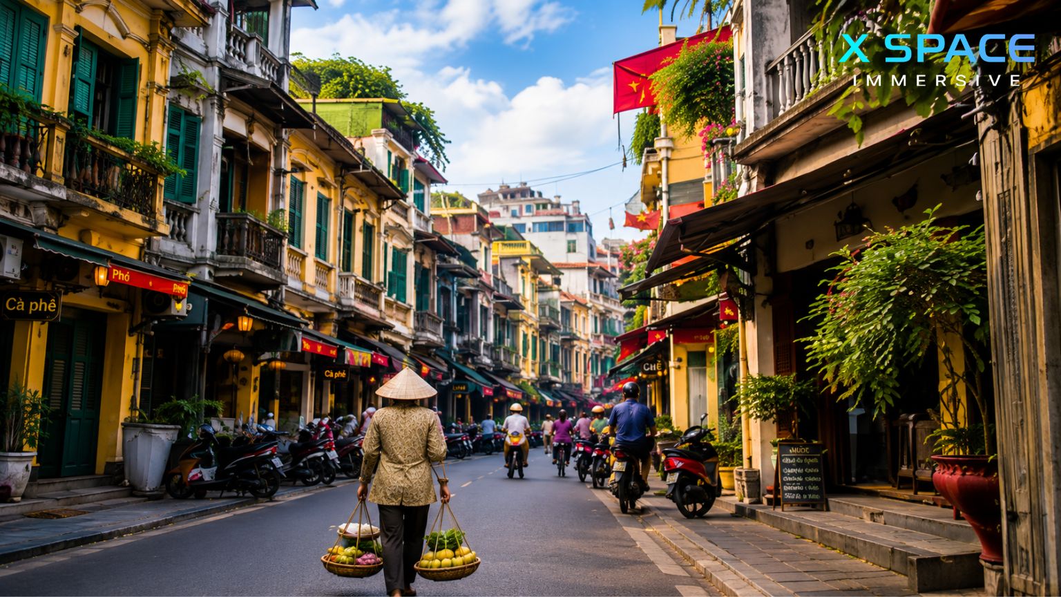 Hanoi Old Quarter street scene during the best time to visit Hanoi