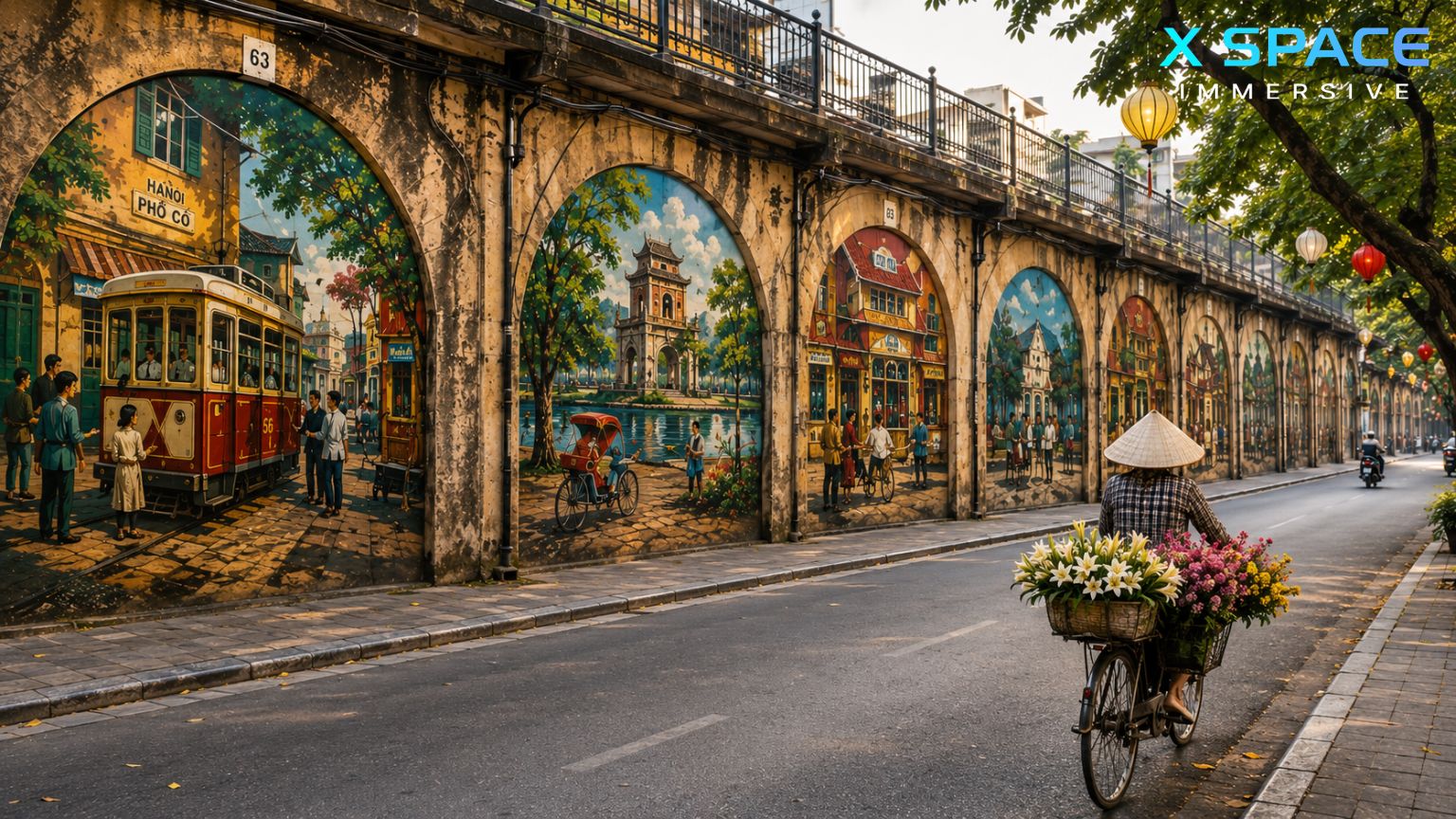 Phung Hung Mural Street Hanoi with colorful murals under historic railway arches