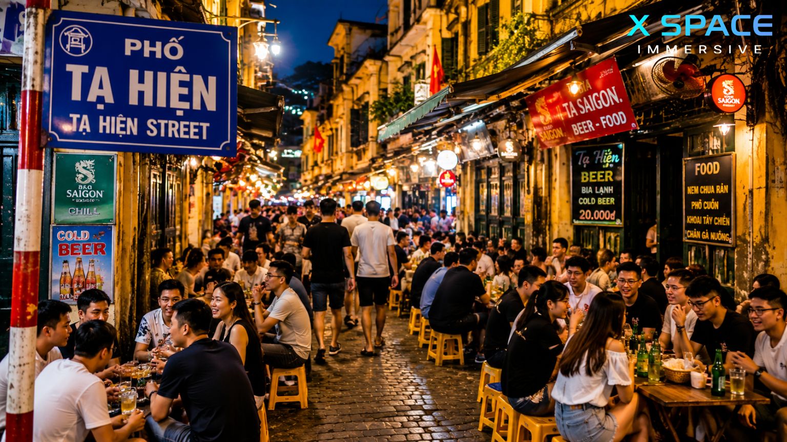 Ta Hien Beer Street nightlife in Hanoi Old Quarter