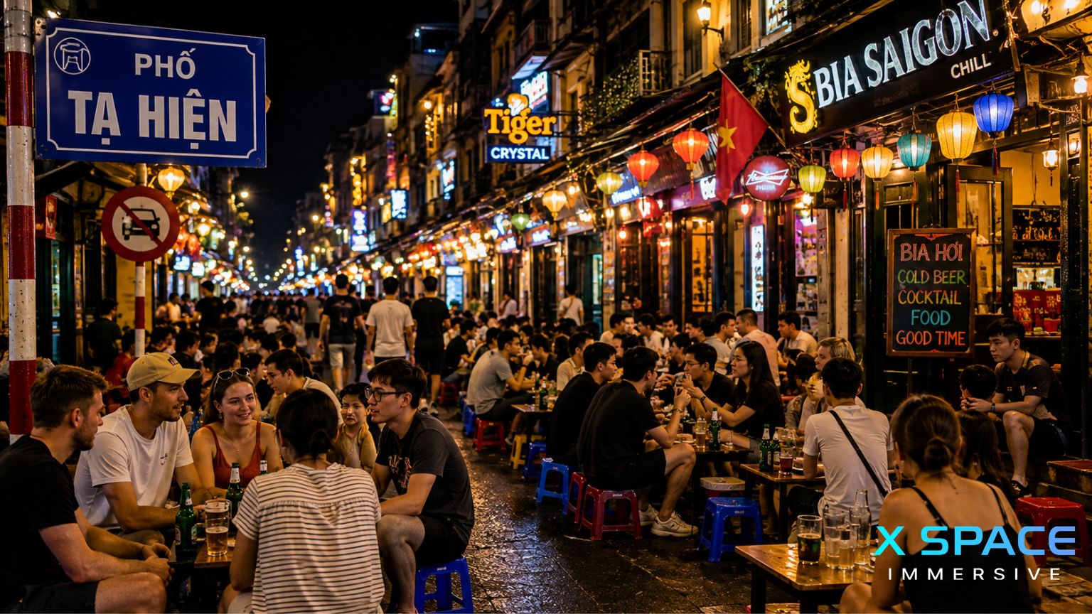 Ta Hien Street Hanoi nightlife in the Old Quarter