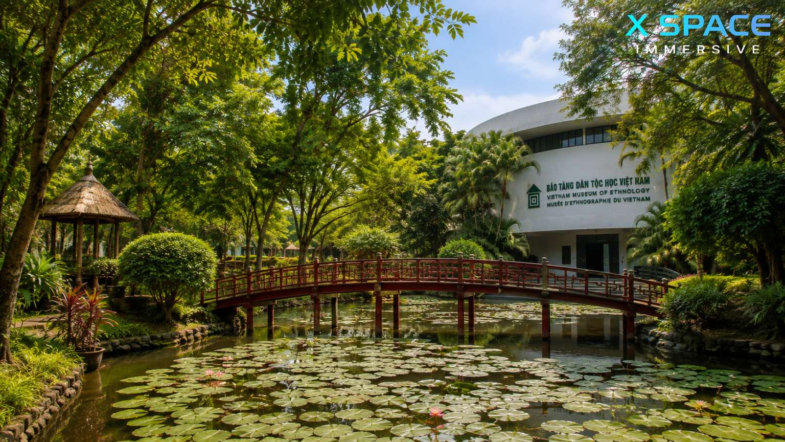 Traditional Bahnar communal house at the Vietnam Museum of Ethnology outdoor exhibition area