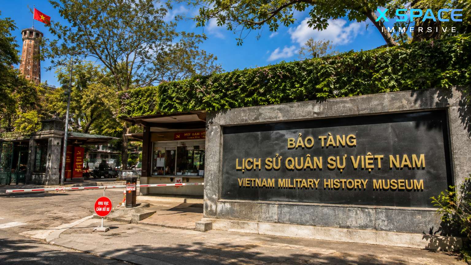 Entrance to the Vietnam Military History Museum beside Flag Tower Hanoi