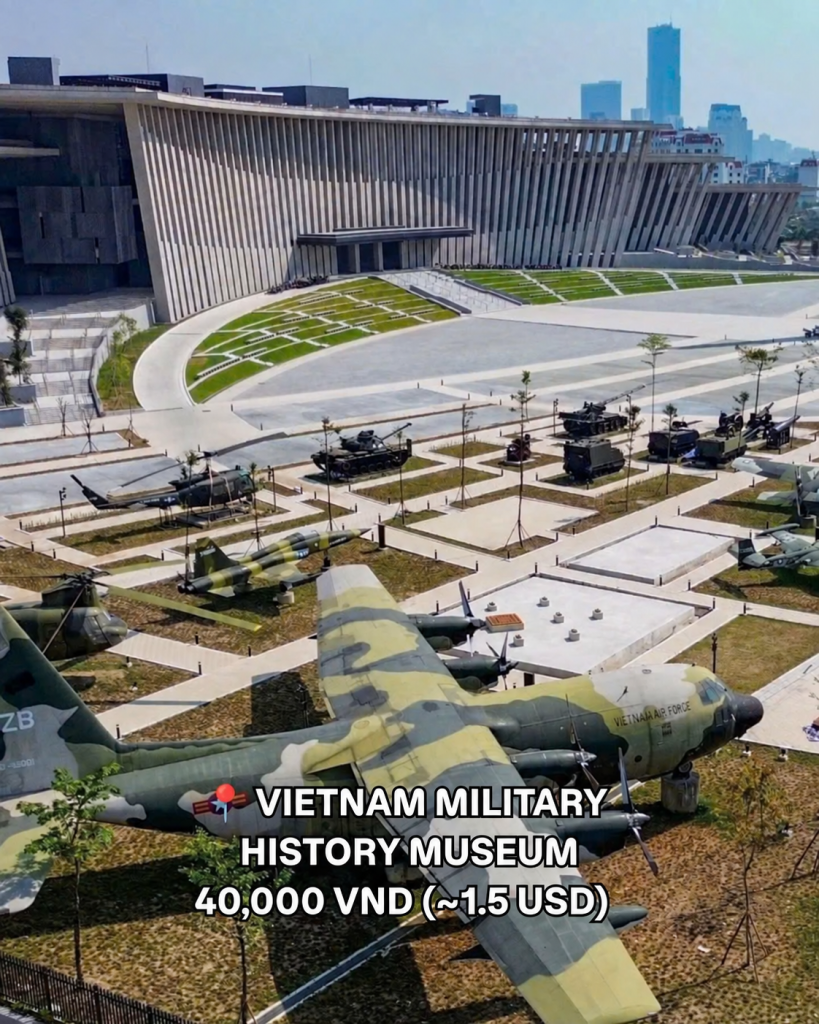 Aircraft and tanks on display outside the Vietnam Military History Museum in Hanoi