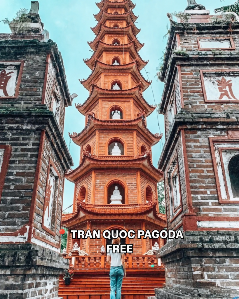 The brick stupa of Tran Quoc Pagoda on West Lake in Hanoi