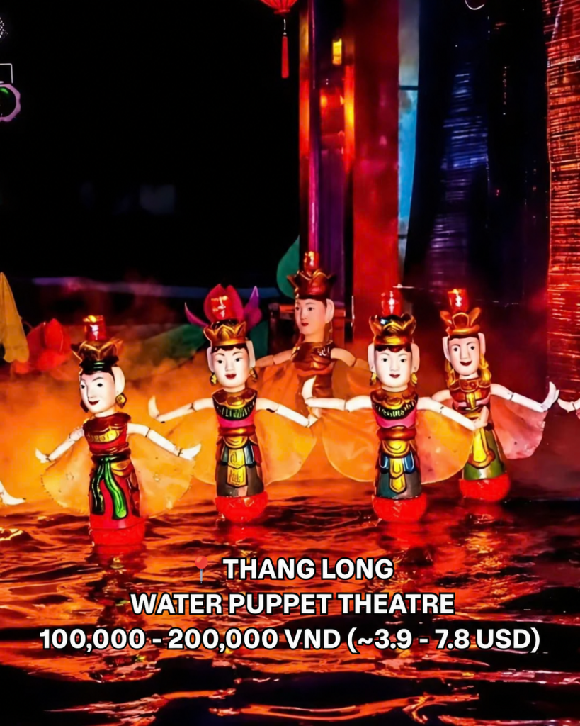 Water puppets on stage at the Thang Long Water Puppet Theatre in Hanoi